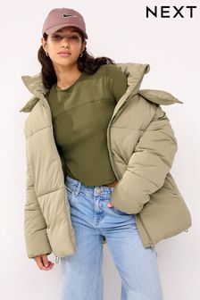 Sage Green Hooded Padded Coat