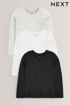 Monochrome 3 Pack Long Sleeve Basic T-Shirts (3-16yrs)