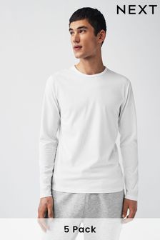 White Long Sleeve T-Shirts 5 Pack