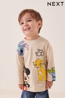 Neutral Cream Disney 100 Long Sleeve T-Shirt (3mths-8yrs)