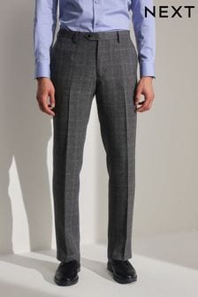 Grey Slim Fit Prince of Wales Check Suit Trousers