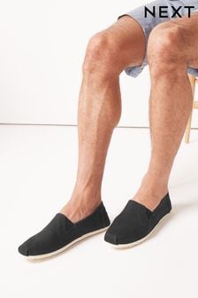 Black Canvas Slip-On Shoes