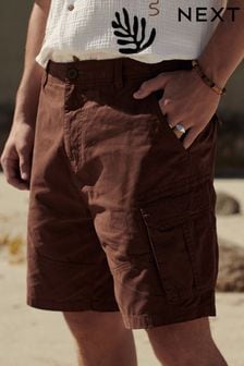 Rust Brown Cotton Cargo Shorts