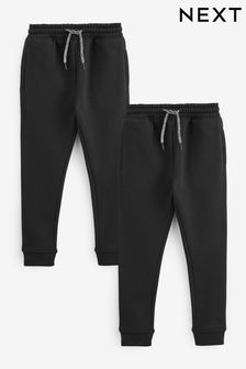 Black Cotton Rich 2 Pack Joggers (3-16yrs)