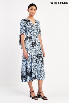 whistles blue leopard print dress
