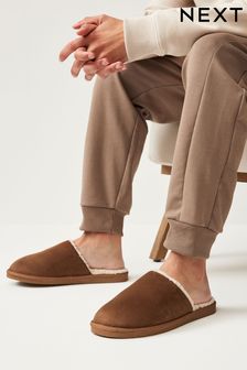 Tan Brown Mule Slippers