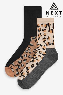 Animal Print Next Active Sports Walking Ankle Socks 2 Pack