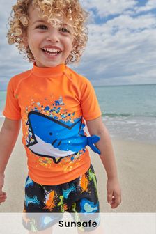 Orange Shark 2 Piece Rash Vest And Shorts Set (3mths-7yrs)