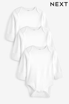 White Baby 3 Pack Kind To Skin Long Sleeve Bodysuit