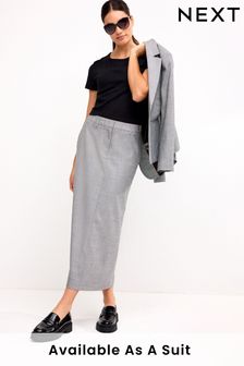 Black/White Tailored Check Column Skirt