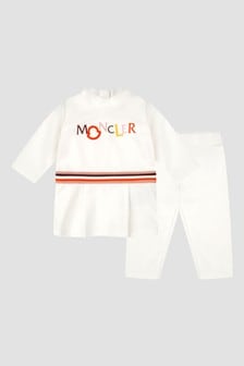 بدلة رياضية بيضاء للبنات البيبي من Moncler Enfant