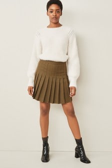Olive Green Kilt Mini Skirt