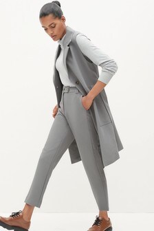 Grey Smart Taper Trousers