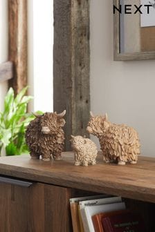 Brown Brown Hamish the Highland Set of 3 Ornaments Cow