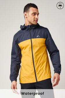 Navy Blue/Yellow Waterproof Packable Jacket