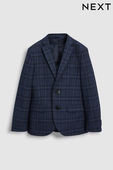 Navy Blue Navy Blue Check Suit Jacket (12mths-16yrs)