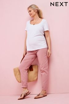 Pink Denim Maternity Over-the-Bump Mom Jeans