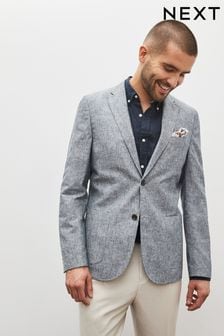 Blue Linen Blend Blazer