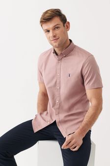 Pink Short Sleeve Stretch Oxford Shirt