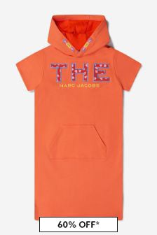 Marc Jacobs Girls French Terry Hooded Dress in Orange