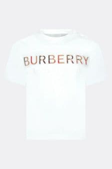 Burberry Kids Baby Girls  Embroidered Logo Cotton T-Shirt