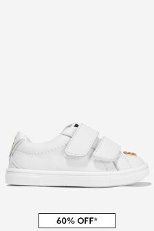 حذاء رياضي جلد أبيض بشعار للبنات من D&G من Dolce & Gabbana Kids