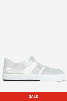 حذاء هلامي أبيض بشعار للجنسين D&G من Dolce & Gabbana Kids
