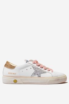 Golden Goose Kids Girls Leather Star And Laminated Heel May Trainers in White