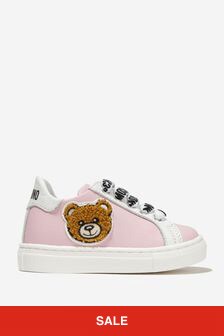 Moschino Kids Girls Leather Teddy Bear Trainers in Pink