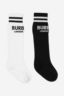 Burberry Kids Logo Intarsia Technical Cotton 2 Piece Socks Set