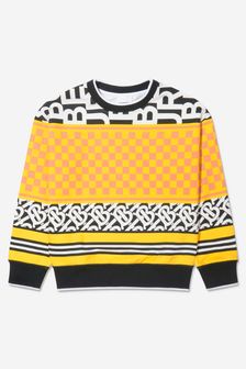 Burberry Kids Boys Cotton Monogram Patterned Sweatshirt in Yellow