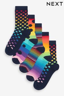 Rainbow Stripe/Spot Patterns Ankle Socks 5 Pack