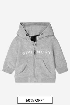 Givenchy Kids Baby Boys Logo Print Zip-Up Hoodie in Grey