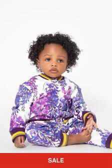 Dolce & Gabbana Kids Baby Girls Wisteria Cotton Fleece Bomber in Purple