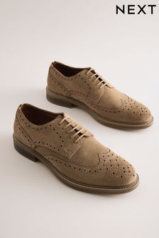 Stone Suede Brogue Shoes