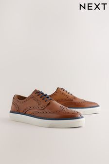 Tan Brown Cupsole Brogue Shoes