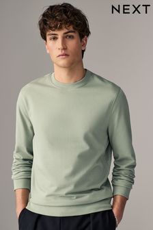 Sage Green 100% Cotton Lightweight Crew Neck Sweatshirt