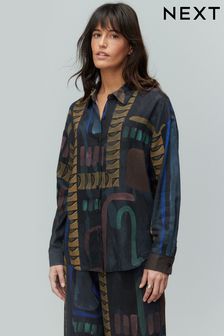 Navy Long Sleeved Shirt With Linen