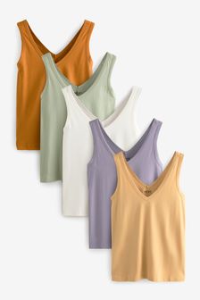 Blue/Mauve/Pastel Green Slouch Vests 5 Pack