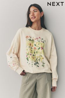 Ecru Graphic NYC Garden Party 100% Cotton Sweatshirt