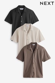 Black / Neutral / White Short Sleeve Pique Shirts 3 Pack