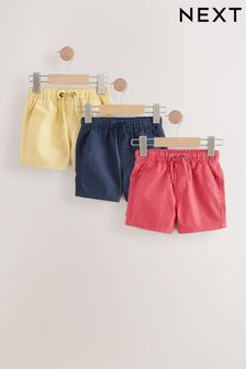 Navy/Red/Yellow Pull On Shorts 3 Pack (3mths-7yrs)