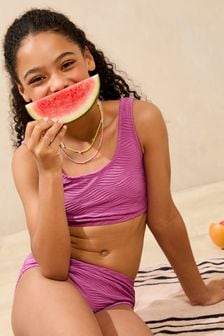 Purple Lipsy Scoop Neck Textured Bikini (5-16yrs)
