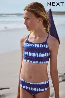 Blue/White Tie Dye Lightly Padded Bikini (8-16yrs)