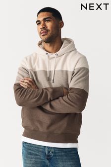 Neutral Marl Panel Blocking Hoodie