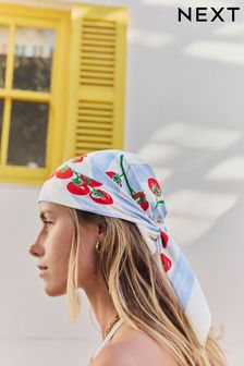 Tomato Motif Satin Square Scarf