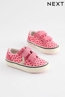 Pink Heart Touch Fasten Strap Printed Trainers
