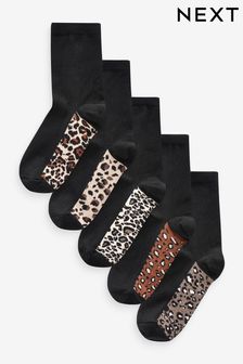 Leopard Footbed Ankle Socks 5 Pack