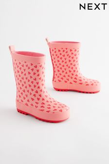 Pink Heart Print Wellies