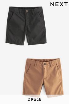 Black/Ginger Brown Chino Shorts 2 Pack (3-16yrs)